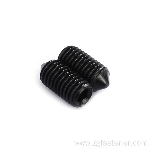grade 4.8 black zinc plated set screws with cone point DIN914